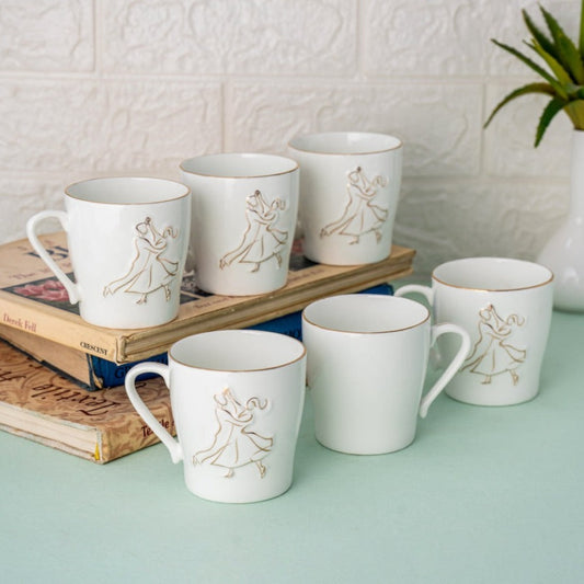 Clay Craft Ceramic Swirl Printed 220 ML Coffee & Tea Mugs - 1