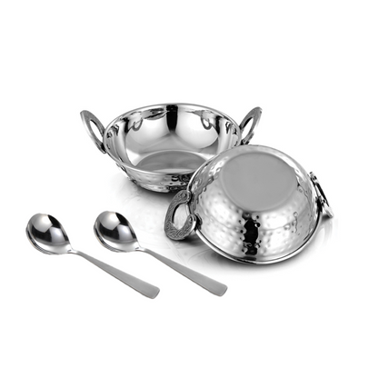 DeStellar Khana Khazana Hammered Stainless Steel Serving Sets - 5