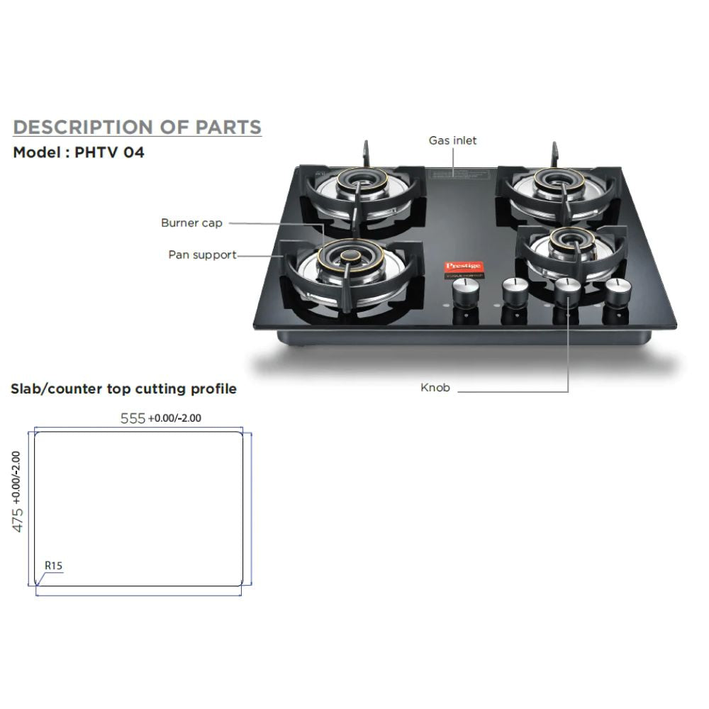 Prestige Vogue 4 Burner Hob Top - 3