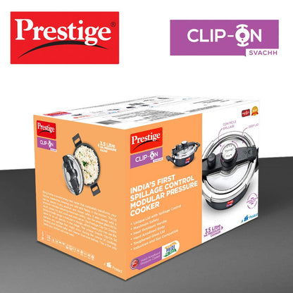 Prestige Clip-on Svachh Induction Base Aluminum Pressure cooker with Glass Lid | Hard Anodised