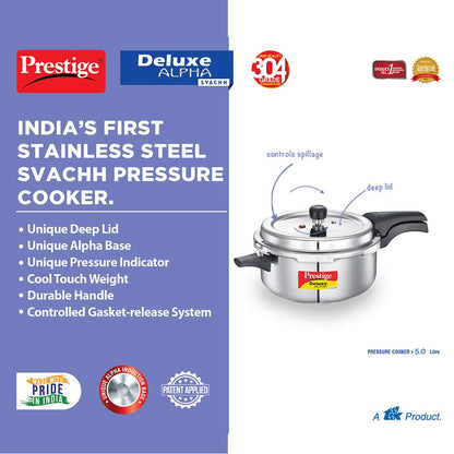 Prestige Deluxe Alpha Svachh Stainless Steel Pan Pressure Cooker