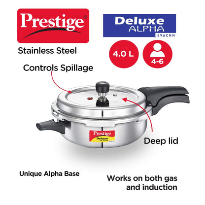 Prestige Deluxe Alpha Svachh Stainless Steel Pan Pressure Cooker