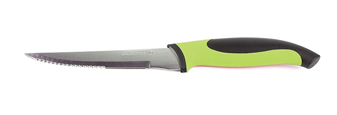 Classy Touch Stainless Steel Steak Kitchen Knife for Vegetable Plastic Finished Handle (22.7-Green)