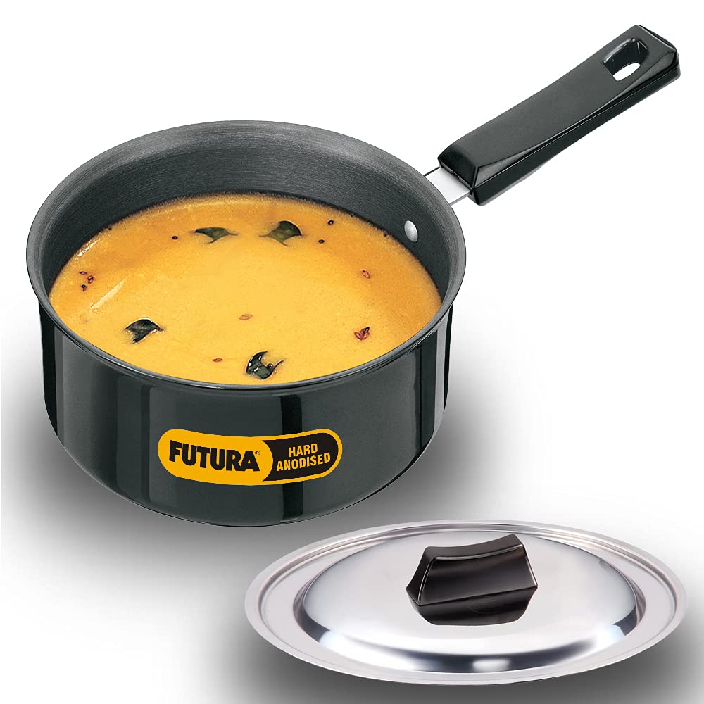 Hawkins Futura Hard Anodised Saucepan with Stainless Steel Lid  - 10