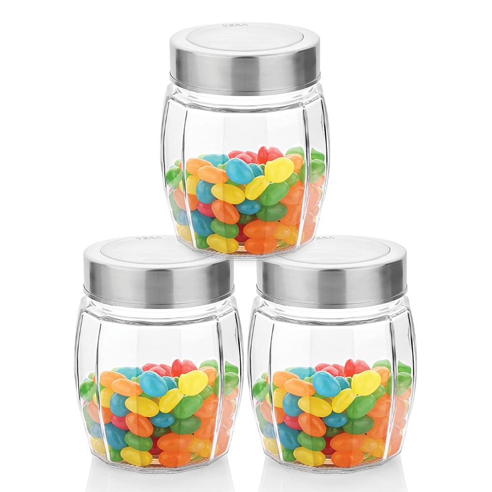 Yera X-Series KBM 350 ML Glass Storage Jar with Steel Lid | Transparen ...