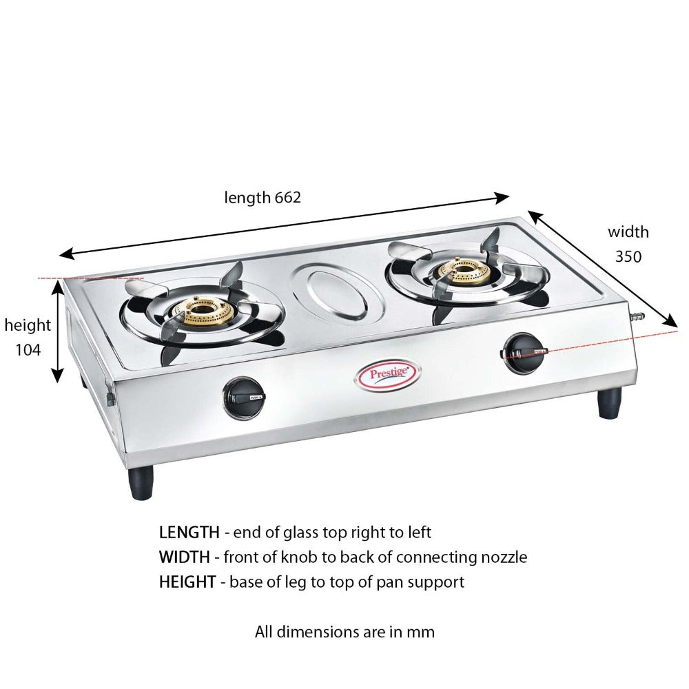 Prestige Agni Classic 2 Burners Manual Stainless Steel Gas Stove - 5