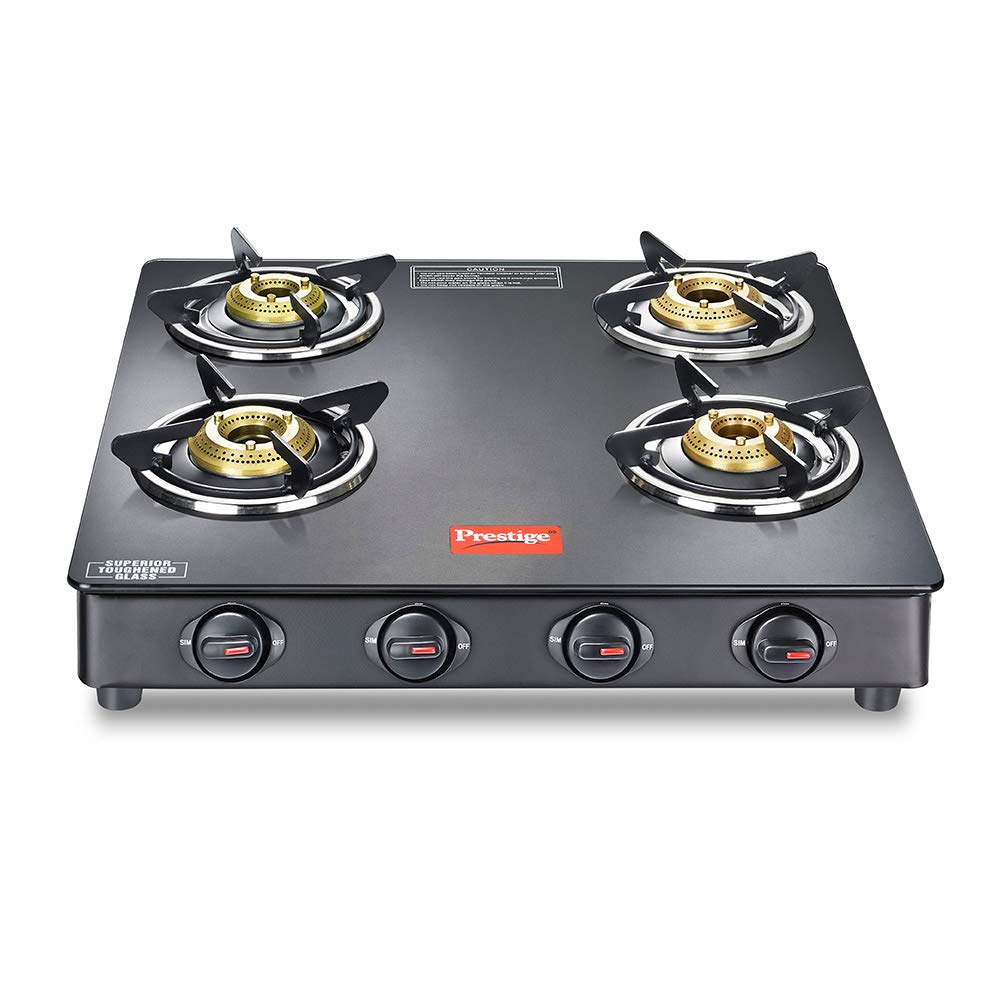 Prestige Magic GTMC 04 SQ Glass Top Gas stove, Black, 4 Burners