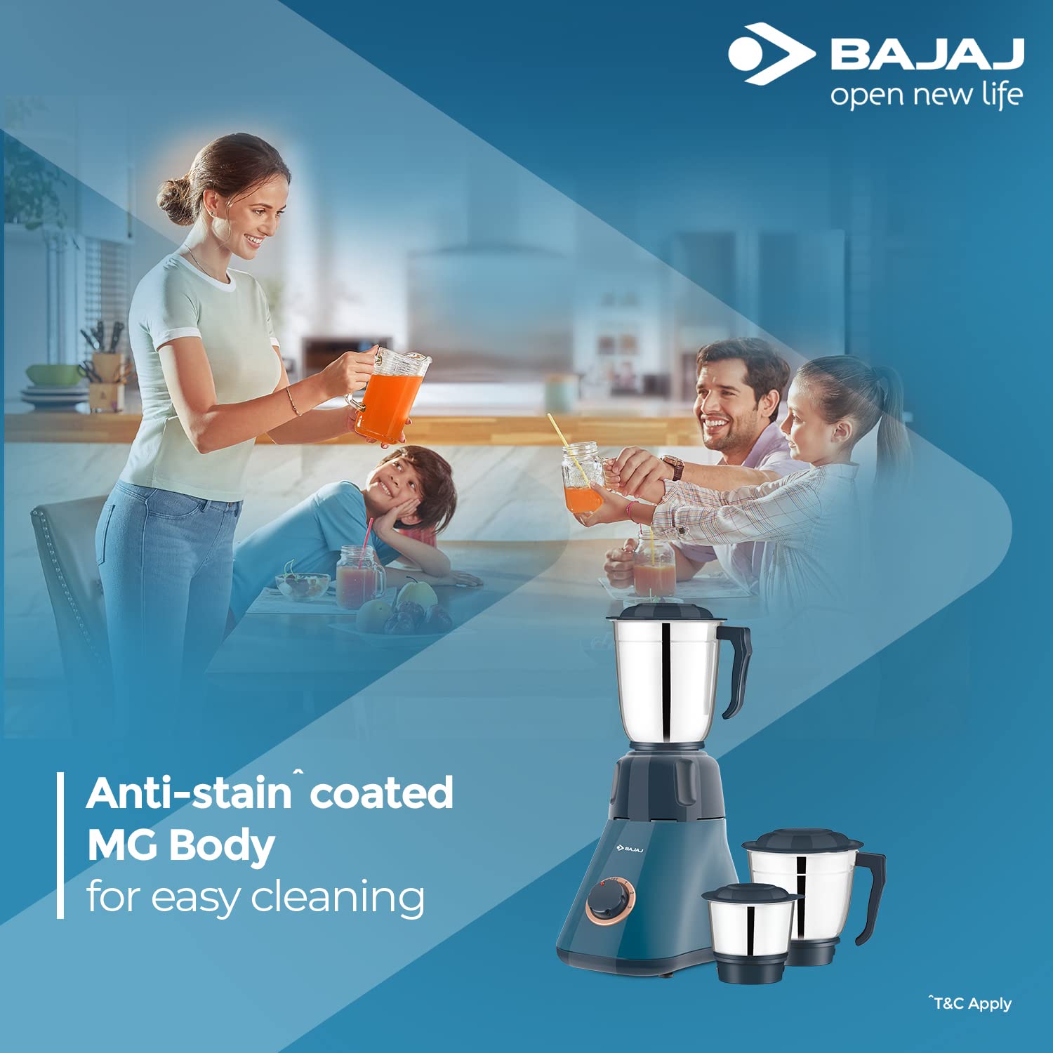 Bajaj Splendora 550 Watt Mixer Grinder with 3 Jars - 410541 - 2