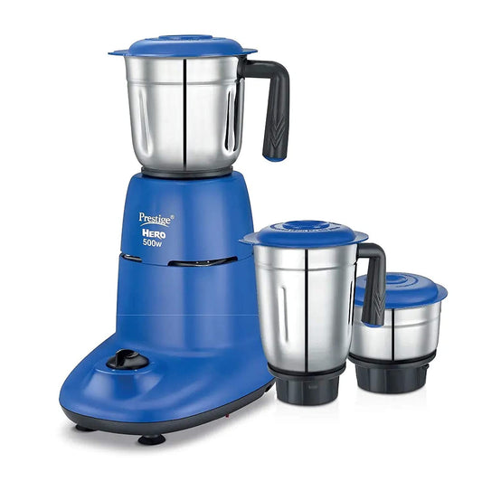 Prestige HERO 500 W Mixer Grinder with 3 Stainless Steel Jars, Blue