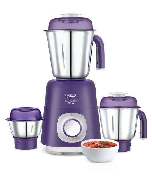 Prestige Supreme 750 W Mixer Grinder with 3 Stainless Steel Jars, Purple