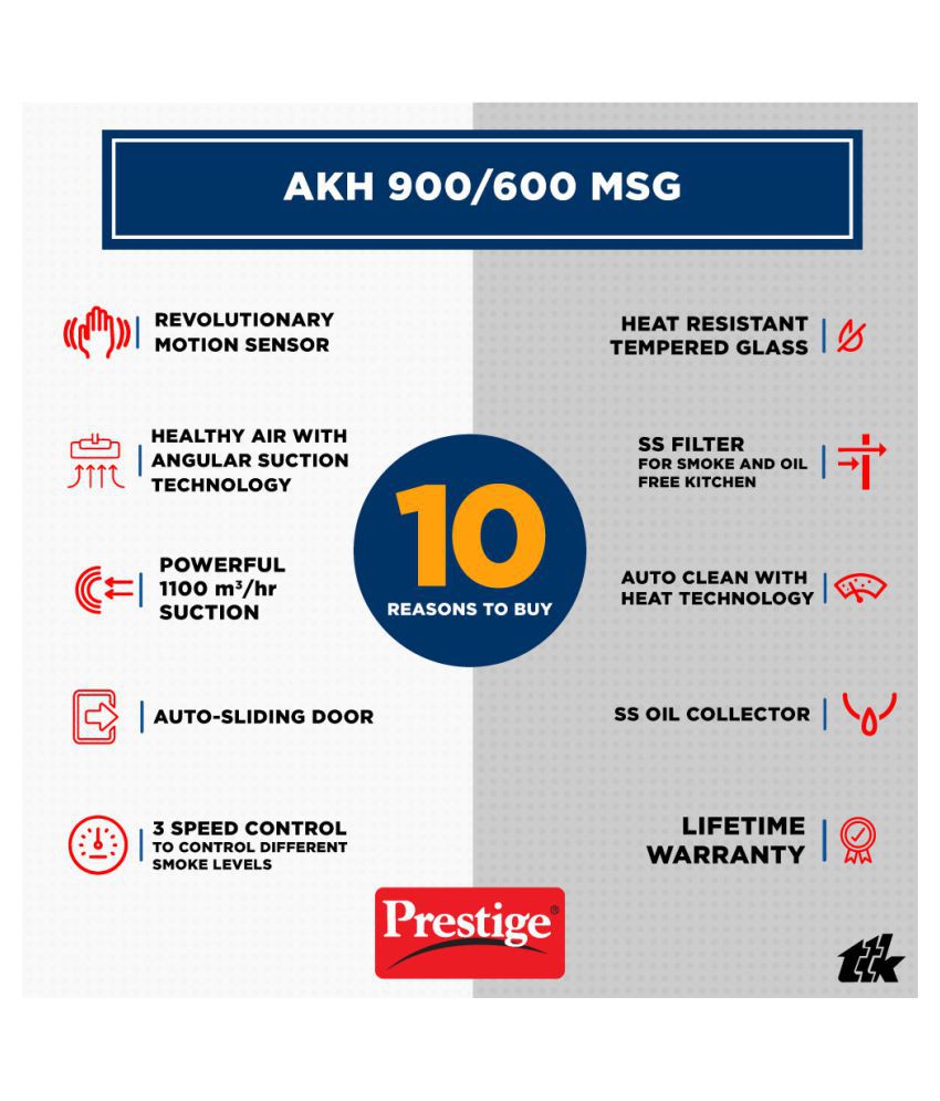 Prestige 90 cm 1100 m³/HR Auto-Clean Angular Kitchen Chimney - AKH 900 MSG - 41642 - 9