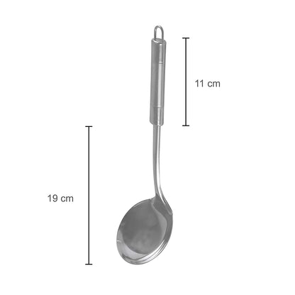 Classy Touch Long Spoon Stainless Steel Ergonomic Handle, Comfortable Grip Design Spoon Ladle for Kitchen (31.5 cm)
