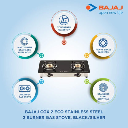 Bajaj CGX 2 ECO 2 Burner Glass Top Gas Stove - 450135 - 5