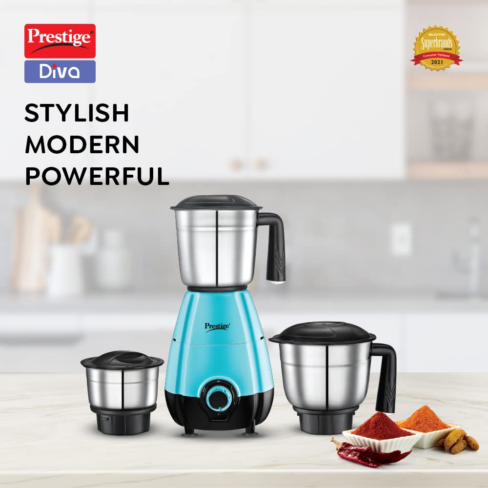 Prestige Diva 500 Watt Mixer Grinder with 3 Stainless Steel Jar - 2