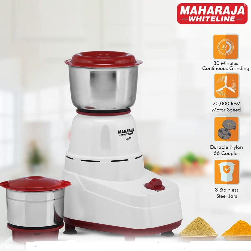 Maharaja Whiteline Apex 500 Watt Mixer Grinder with 2 Jars - 3