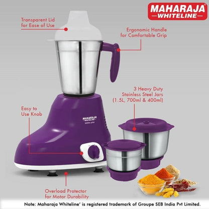 Maharaja Whiteline Stellar Plus 500 Watts Mixer Grinder with 3 Jars - 7