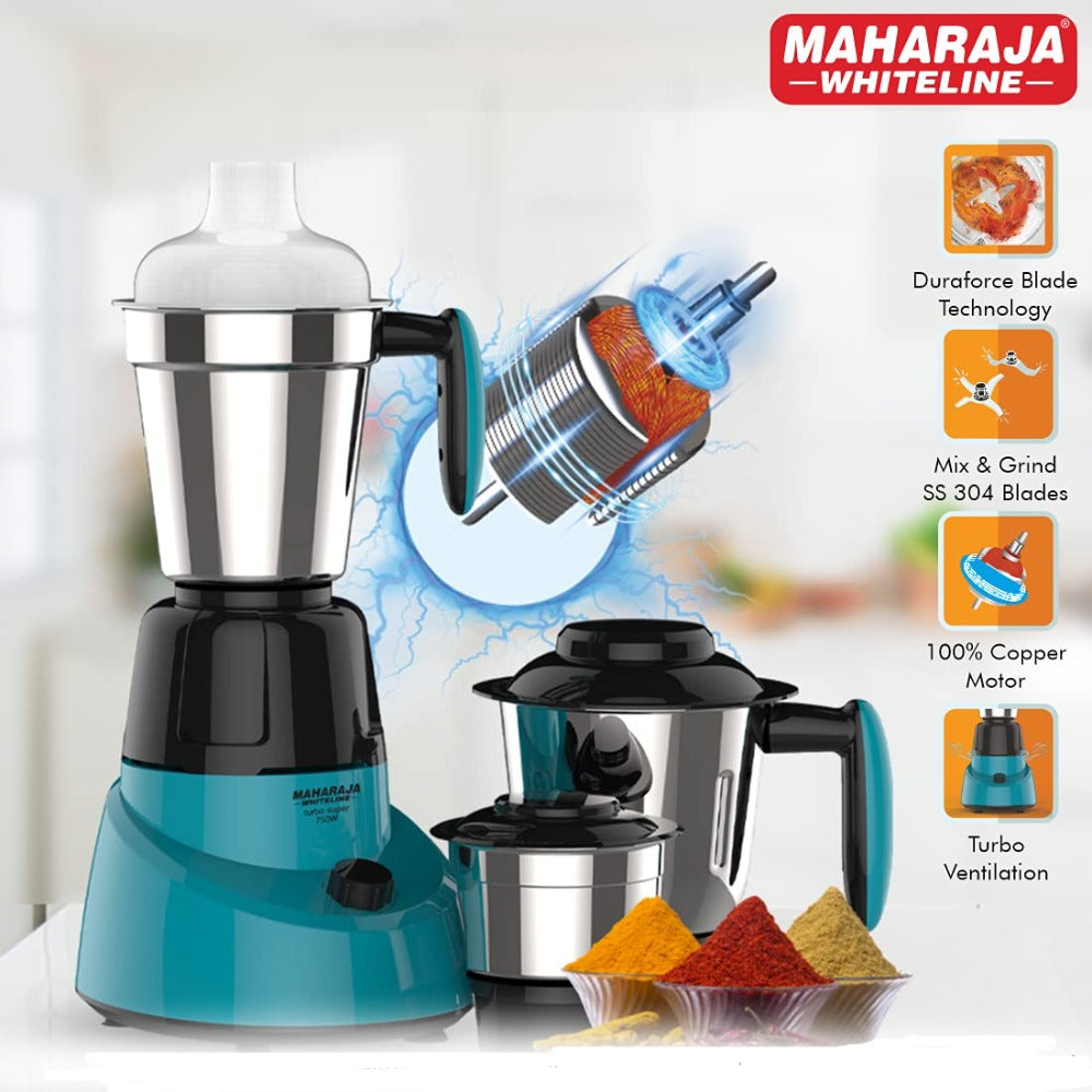 Maharaja Whiteline Turbo Super 750 Watt Mixer Grinder with 3 Jars - 6