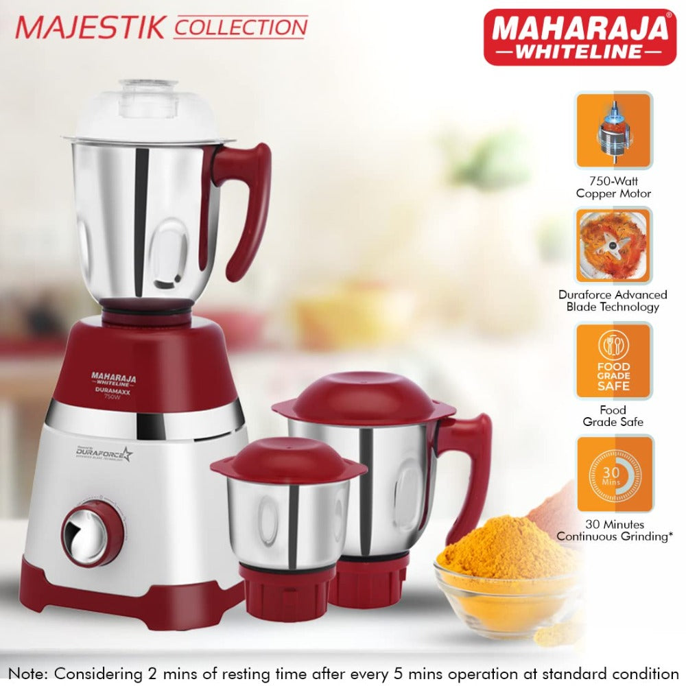 Maharaja Whiteline Duramaxx 750 Watt Mixer Grinder with 3 Jars - MX-242 - 6