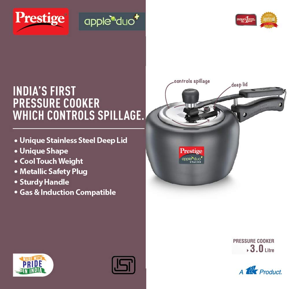 Prestige Svachh Apple Duo Plus Hard Anodized Pressure Cooker - 20263 - 8