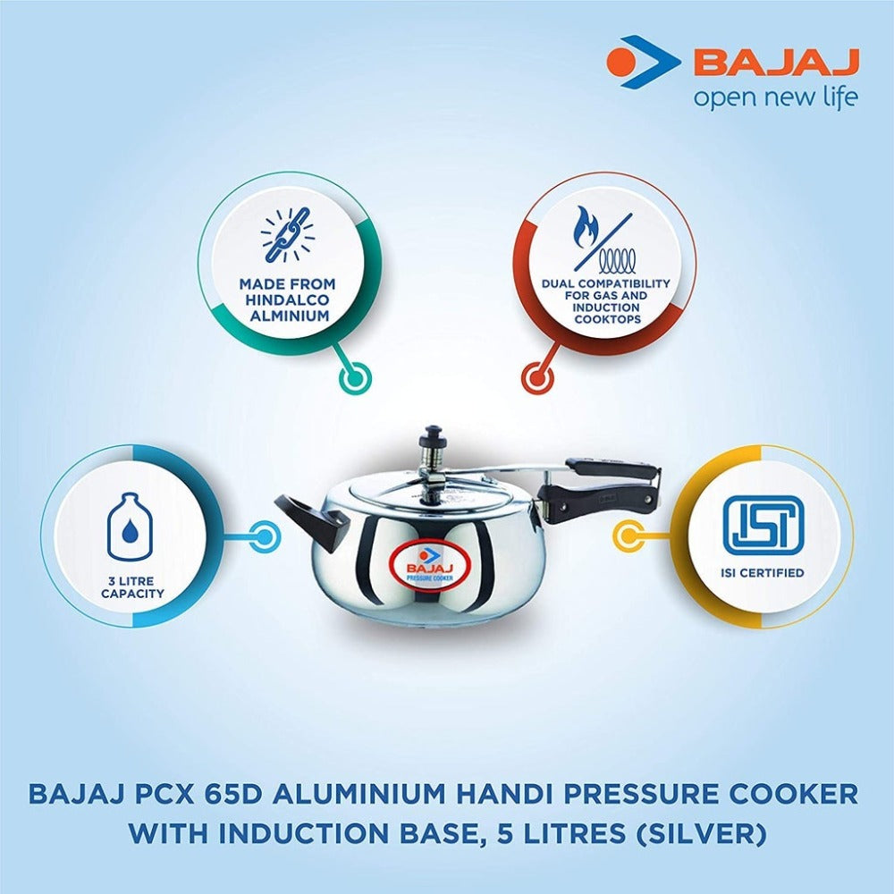 Bajaj PCX 65D Handi Stainless Steel  Inner Lid Pressure Cooker - 6