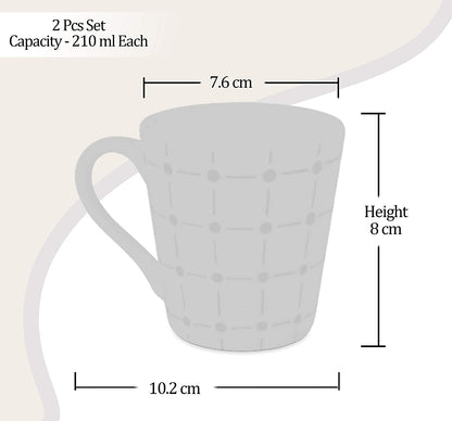 Treo Earthen Ceramic मग 210 ML - Tre0040 | 2 Pcs चा संच | चहा आणि कॉफी
