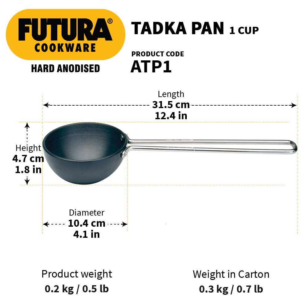 Hawkins Futura Hard Anodised 24 cm Tadka Pan/Spice Heating Pan - 3