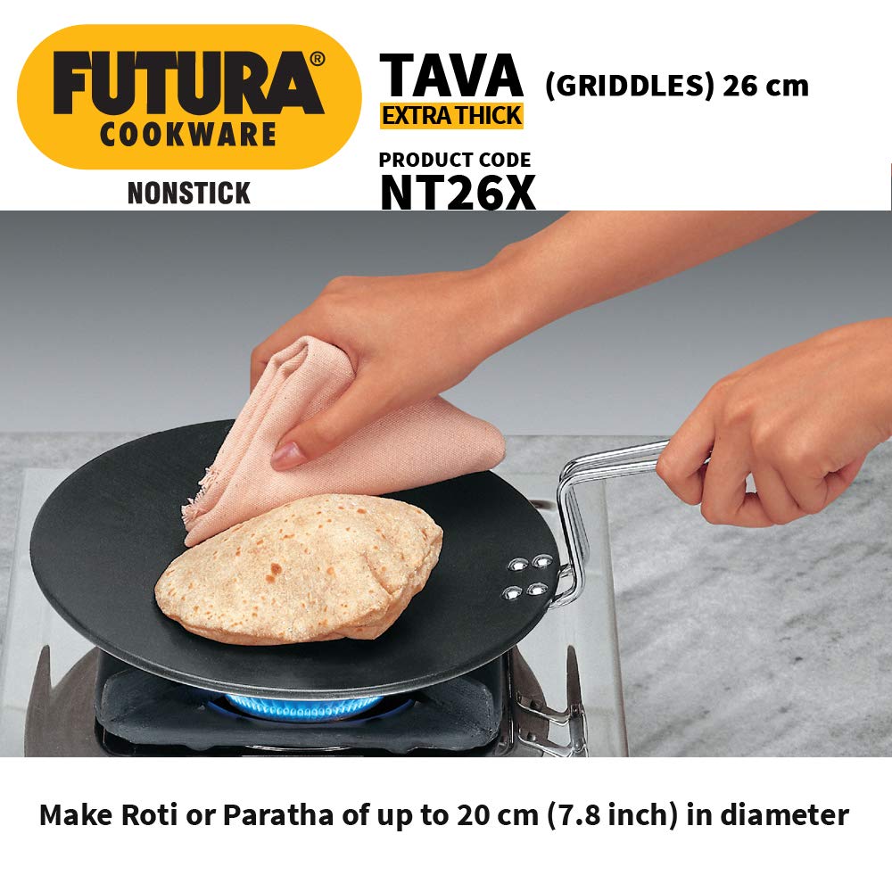 Hawkins Futura Nonstick Tava, Diameter 26 cm, Thickness 4.88 mm, Black - HAWQ50