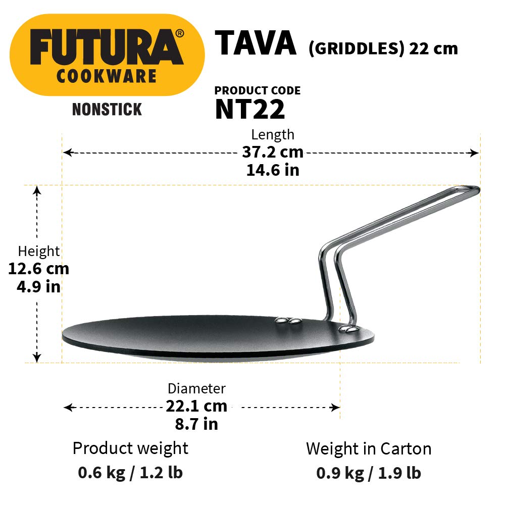 Hawkins Futura Hard Anodised 22 cm Tawa with Stainless Steel Handle - 4