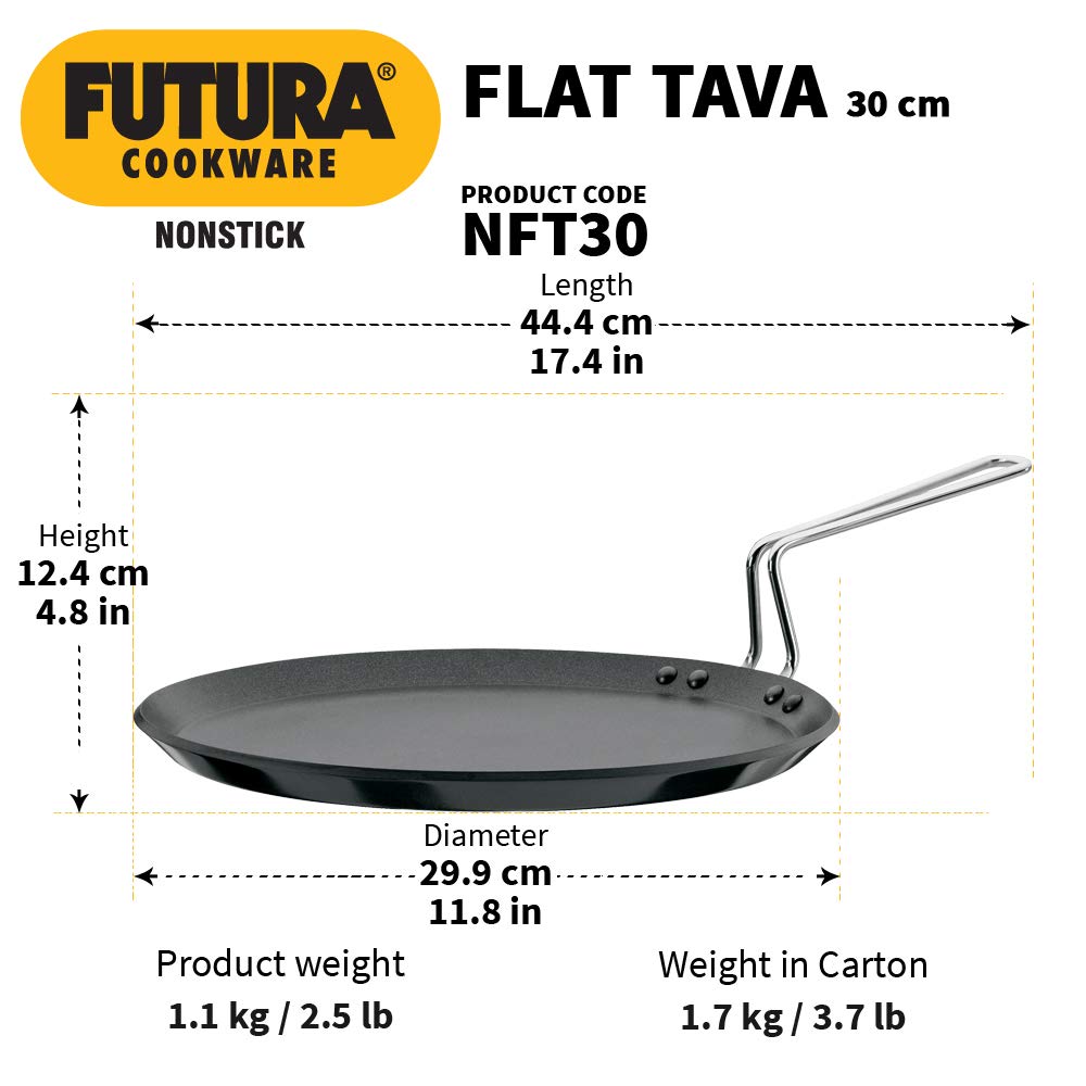 Hawkins Futura Hard Anodised 30 cm Non-Stick Flat Tawa - 10