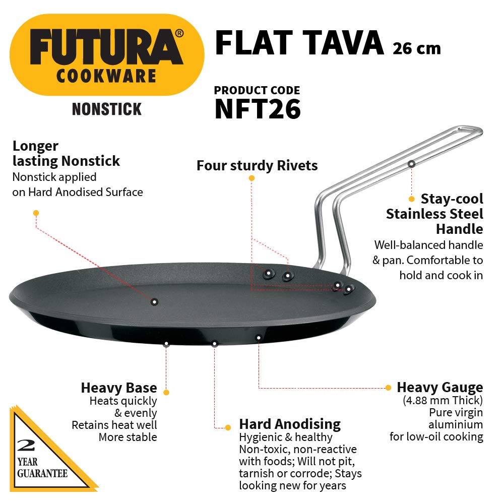 Hawkins Futura Hard Anodised 26 cm Non-Stick Flat Tawa - 2