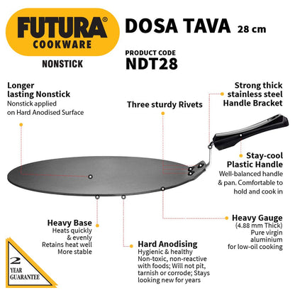 Hawkins Futura Aluminium 28 cm Nonstick Dosa Tava - 2