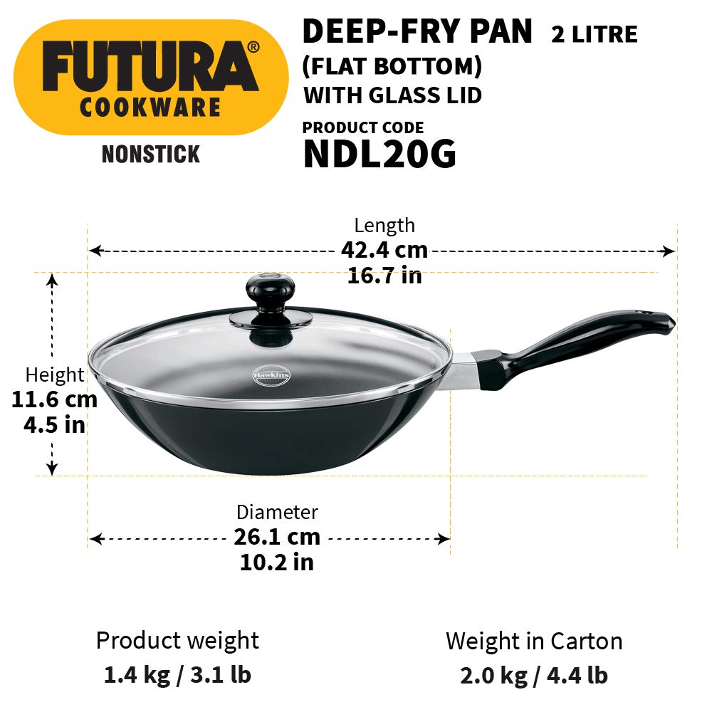 Hawkins Futura Nonstick 2 Litre Stir-Fry Pan with Glass Lid - 3