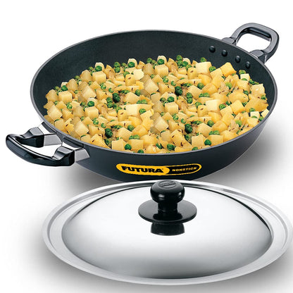 Hawkins Futura Non-Stick 4 Litre Kadhai (Deep-Fry Pan) with Steel Lid  - 1