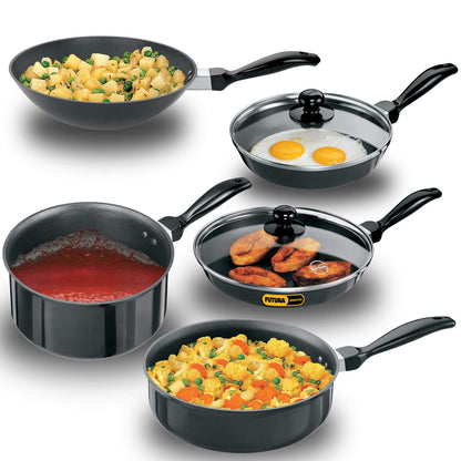 Hawkins Futura Non-Stick Cookware, 5-Pieces, Black