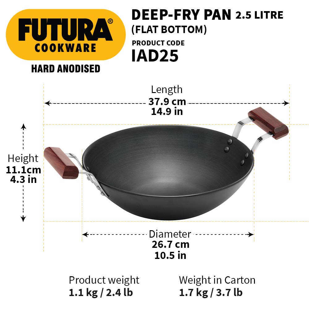 Hawkins Futura Hard Anodised Induction Kadhai Without Lid 2.5 L - 2