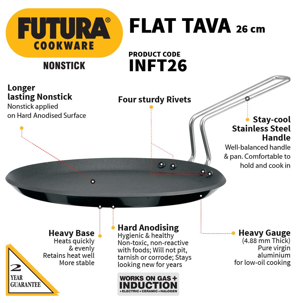 Hawkins Futura Hard Anodised Flat Tawa - 2