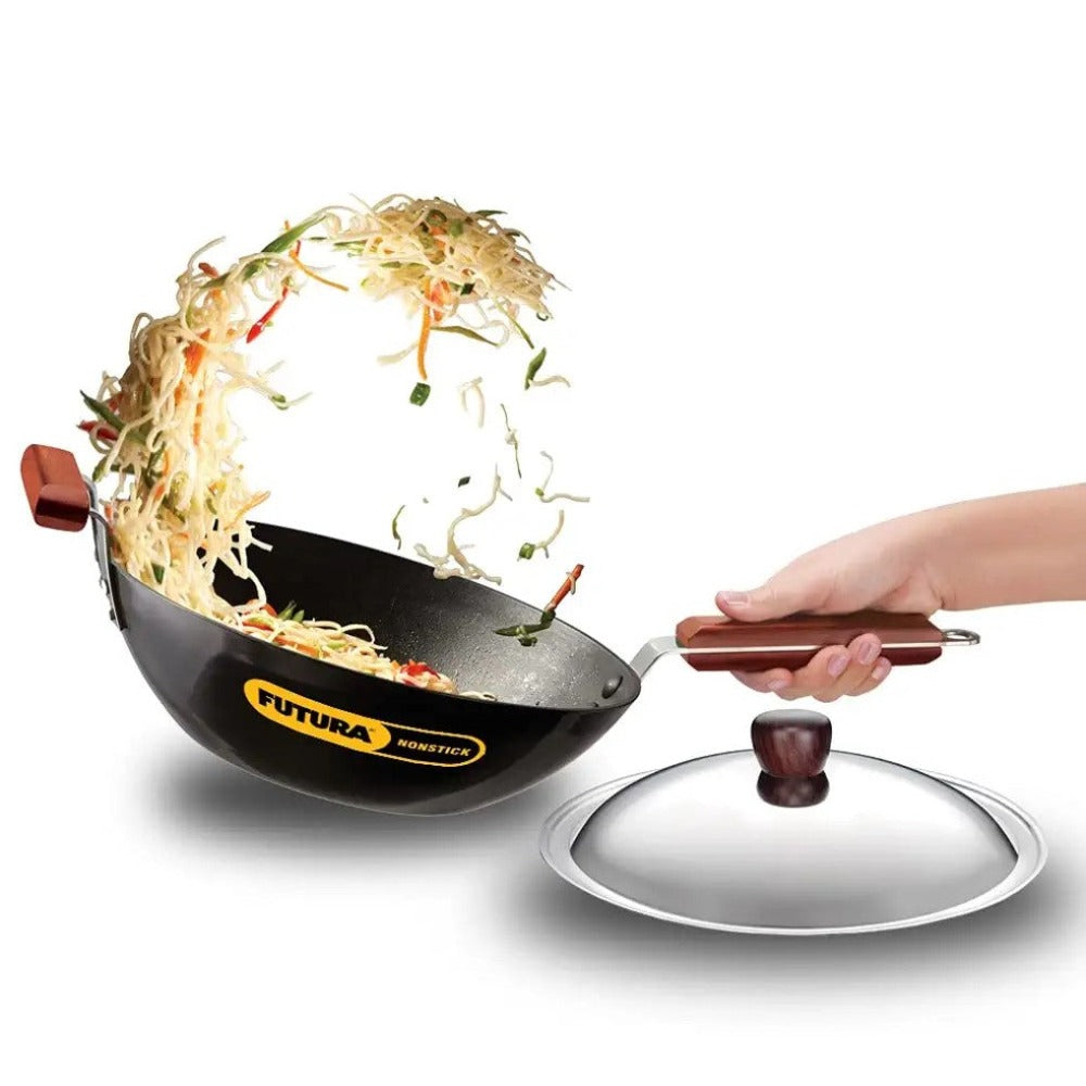 Hawkins Futura Nonstick 3 L Stir Fry Deep-Fry Pan with Stainless Steel Lid - 1