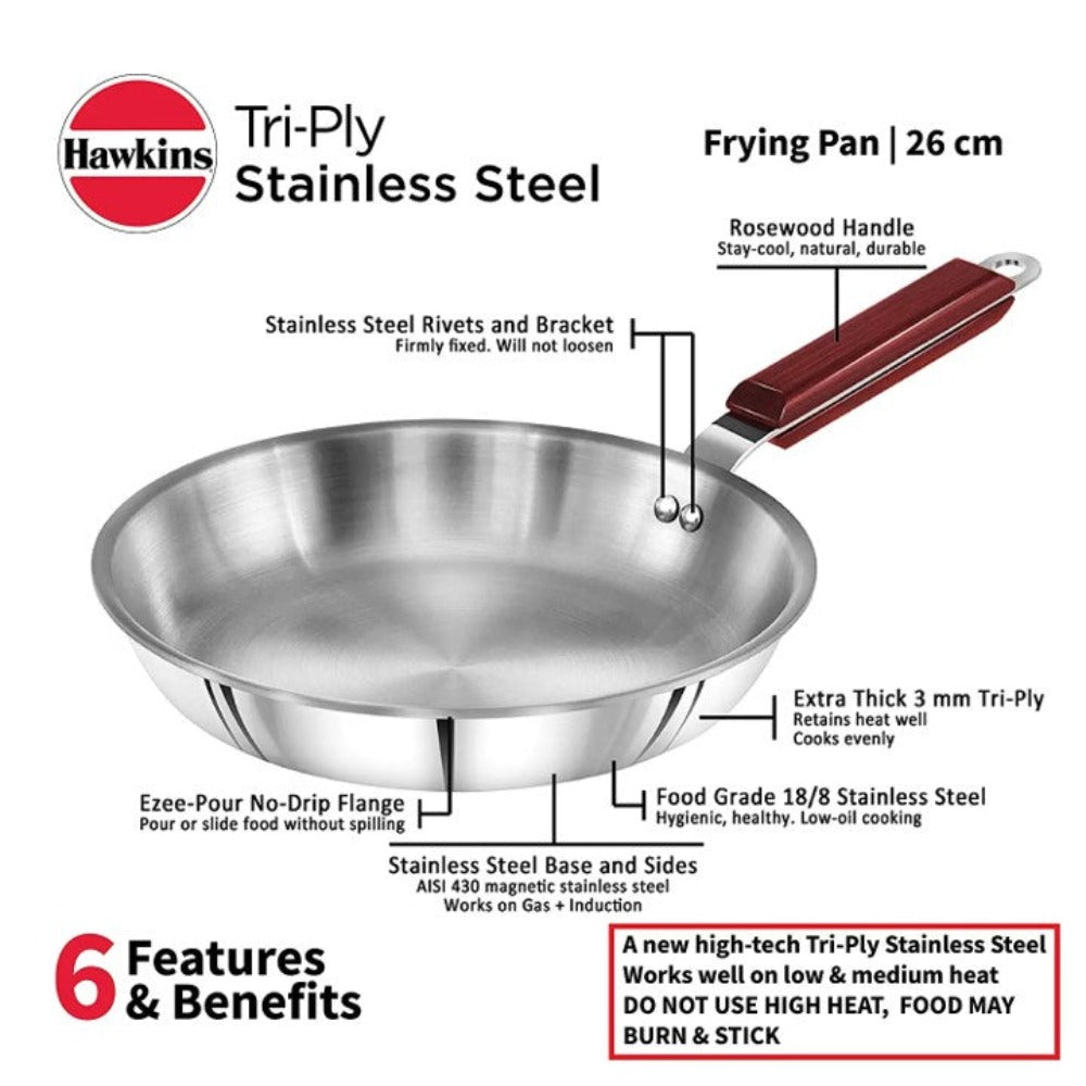 Hawkins Tri-Ply Stainless Steel Frying Pan - 9