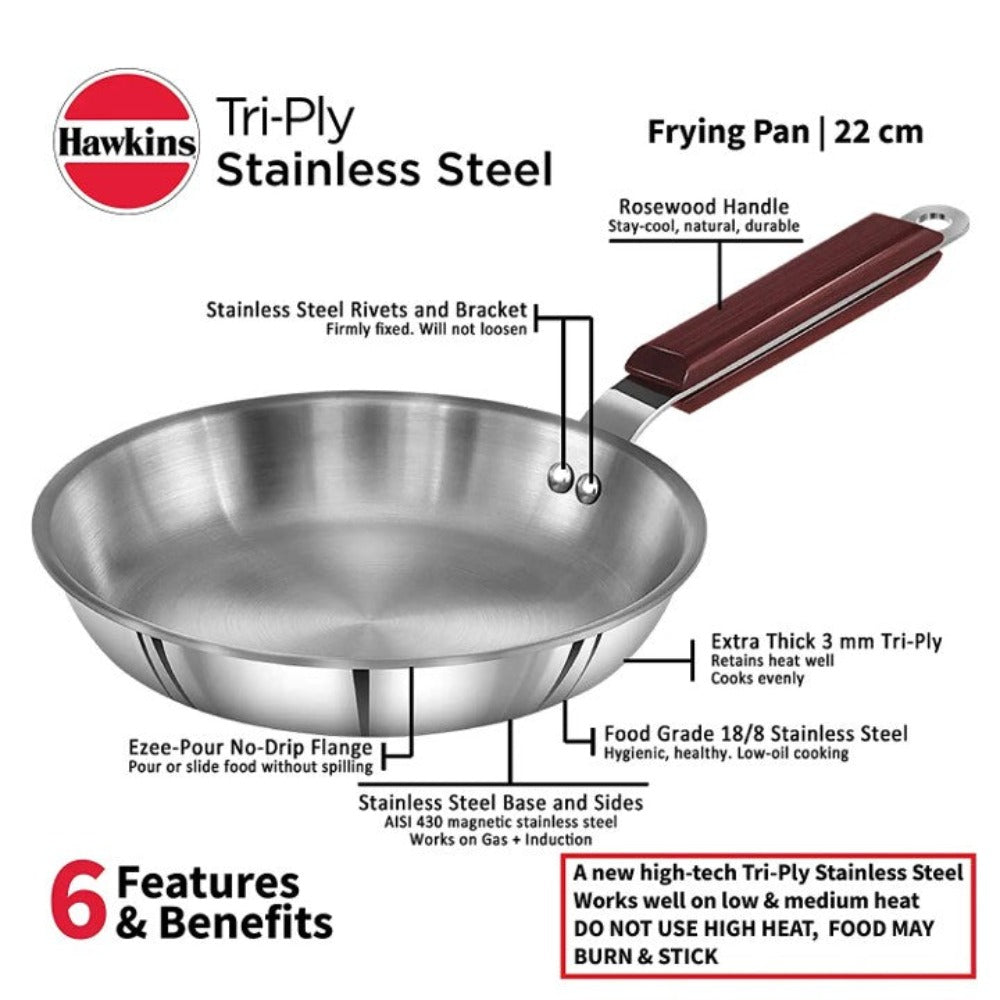 Hawkins Tri-Ply Stainless Steel Frying Pan - 2