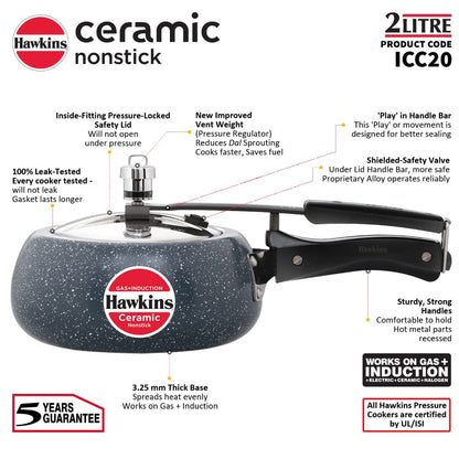 Hawkins Ceramic Nonstick Pressure Cooker - 2