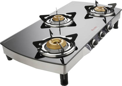 Preethi Blu Flame Blaze Smart Glass Automatic Gas Stove  (3 Burners)