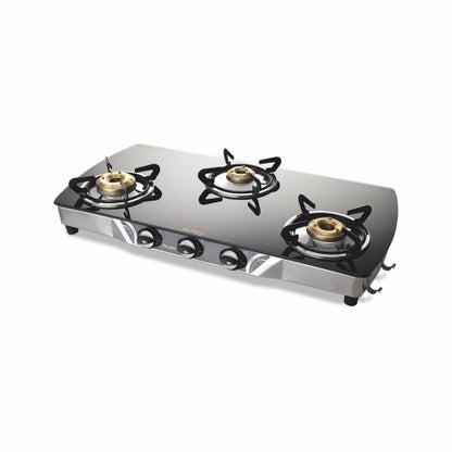 Preethi Blu Flame Blaze Glass Top 3-Burner Gas Stove,Black