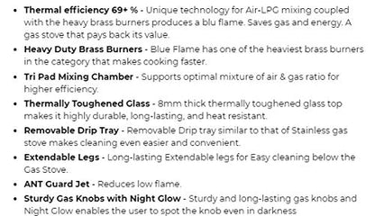 Preethi Bluflame Jumbo Max Glass Top Gas Stove 4 Burner