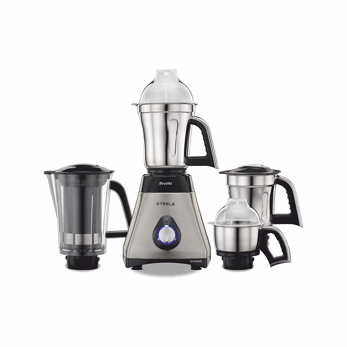 Preethi Steel Supreme MG-208 Mixer Grinder, 750W, 4 Jars