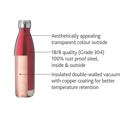 बोरोसिल हायड्रा स्टेनलेस स्टील बोल्ट ट्रान्स - व्हॅक्यूम इन्सुलेटेड बाटली | 1 पीसी
