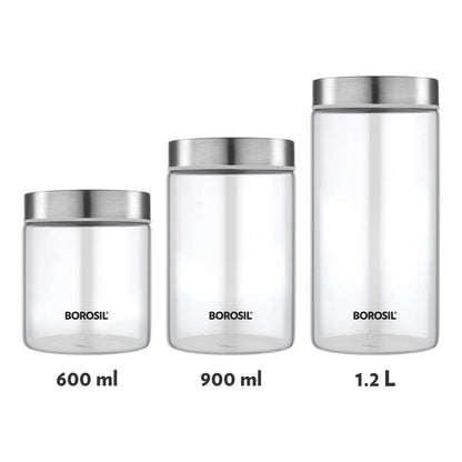 Borosil Endura Storage Glass Jar with SS Lid - 11