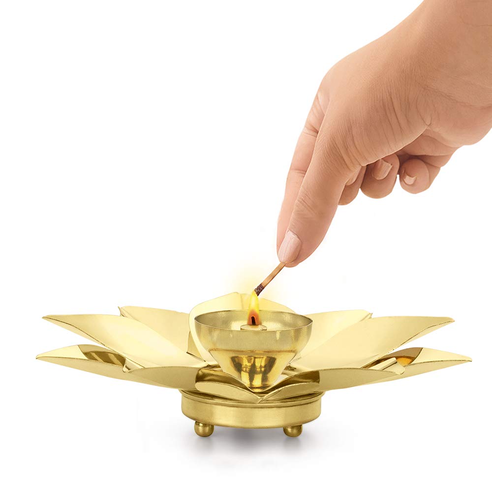 Borosil Brass Kamal Small Akhand Diya - 4