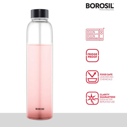 Borosil Crysto 550 ML Slim Glass Bottle with Black Lid - 5
