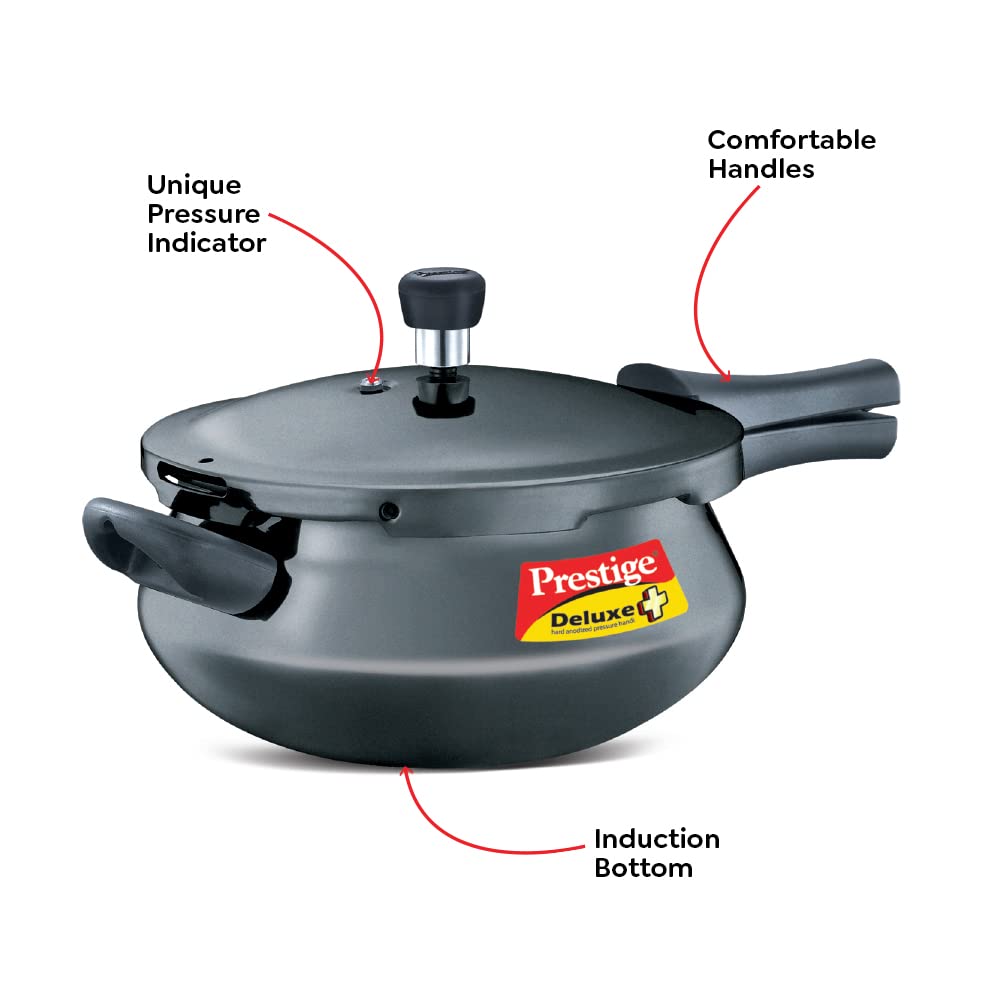 Prestige Deluxe Plus Hard Anodized Handi Pressure Cooker - 5 Litre - 20143 - 8