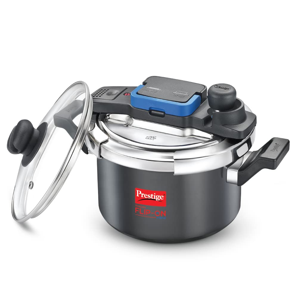 Prestige Svachh FLIP-ON Mini Hard Anodised Pressure Cooker with Glass Lid - 5